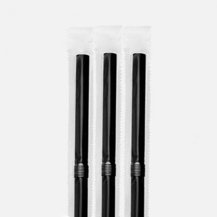 7mm x 25cm 블랙 자바라 개별포장 빨대 5000개 이미지
