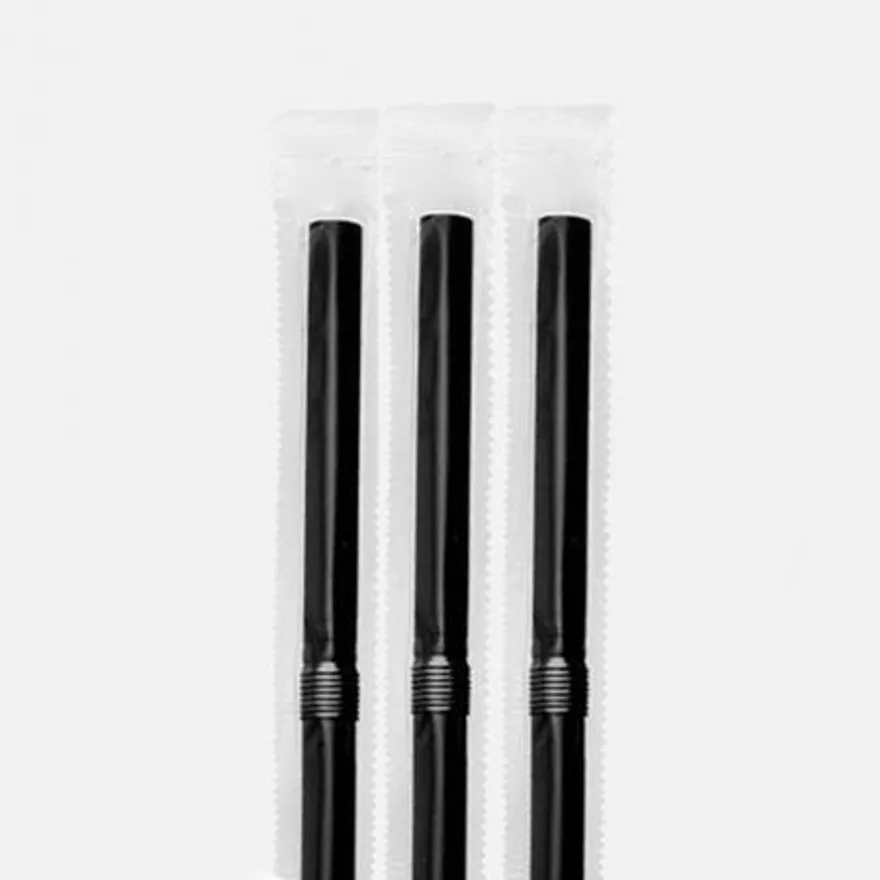 7mm x 25cm 블랙 자바라 개별포장 빨대 5000개 이미지