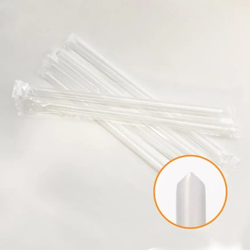 7mm x 25cm 투명 사선 개별포장 빨대 3000개 이미지
