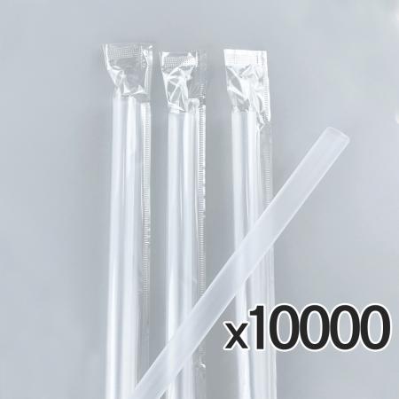 7mm x 25cm 투명 일자 개별포장 빨대 10000개