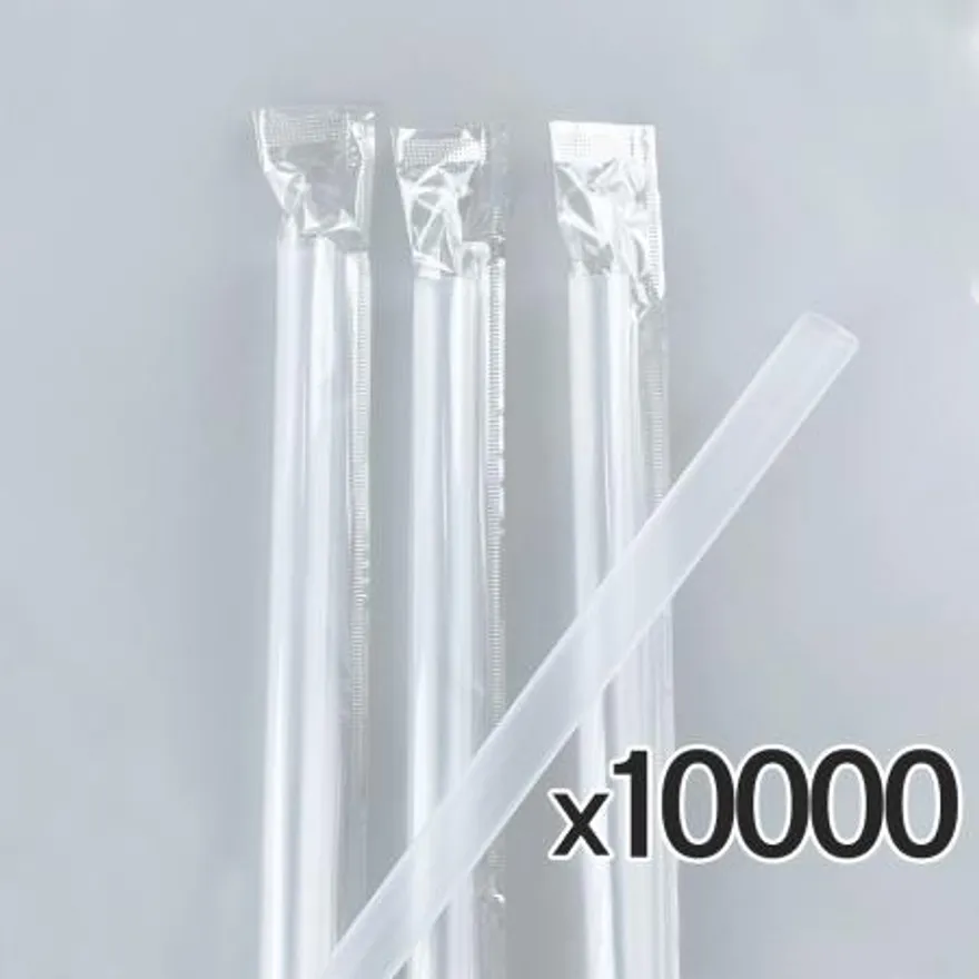 7mm x 25cm 투명 일자 개별포장 빨대 10000개 이미지