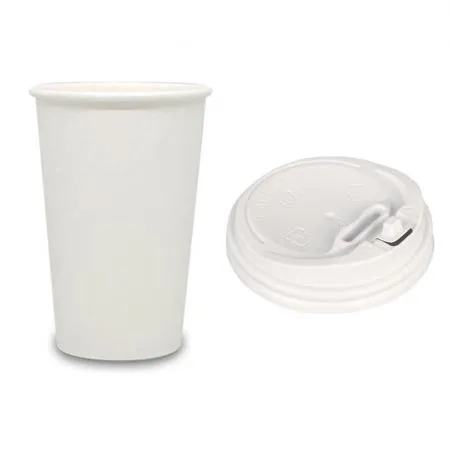 13온스 무지 종이컵+백색 개폐 뚜껑 1000개 세트 (390ml)