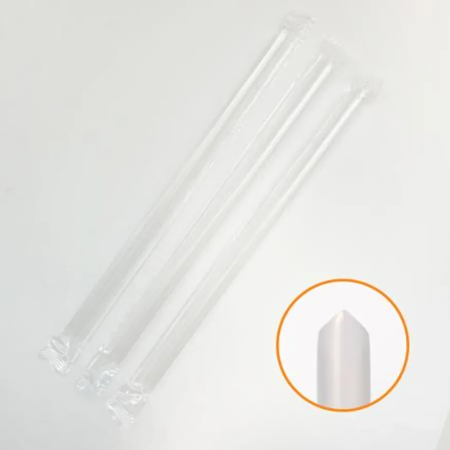 12mm x 21cm 투명 사선 개별포장 빨대 2000개 이미지