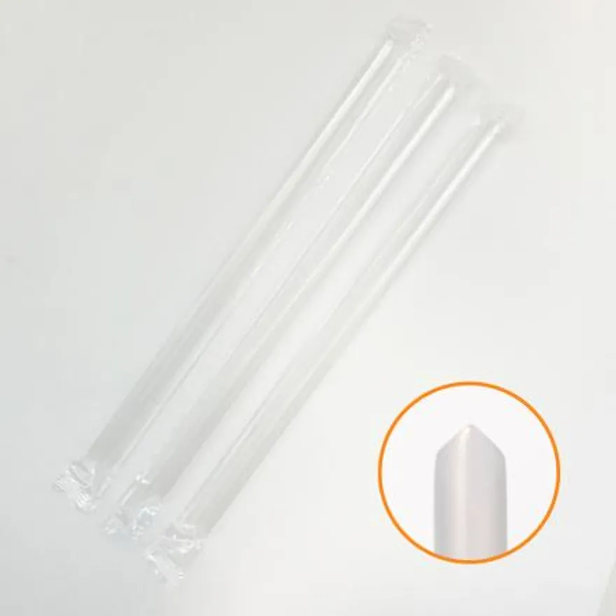 12mm x 21cm 투명 사선 개별포장 빨대 2000개 이미지