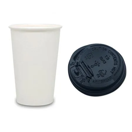 13온스 무지 종이컵+검정 개폐 뚜껑 1000개 세트 (390ml)