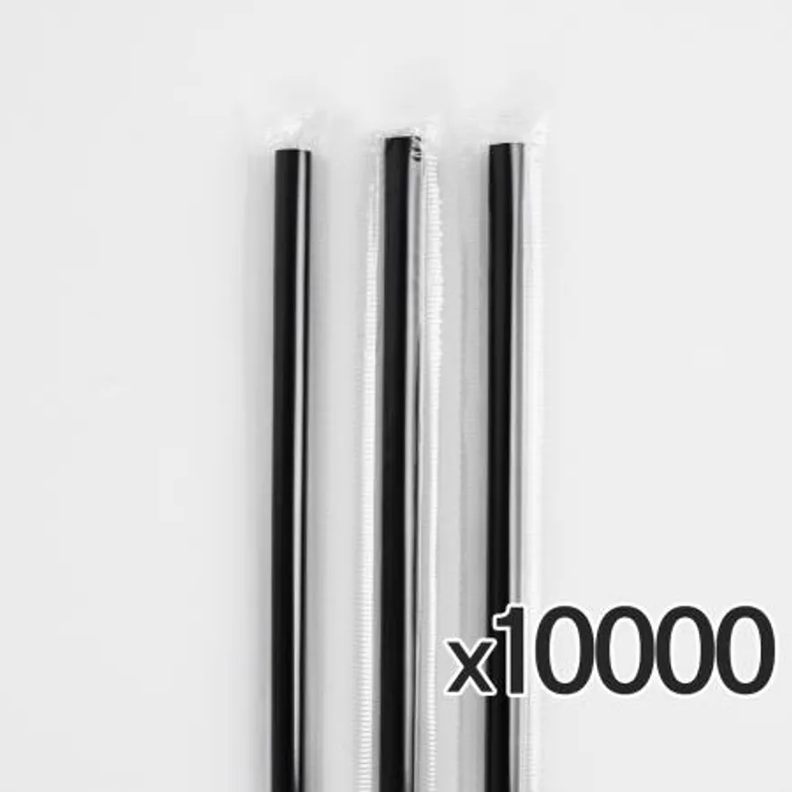 7mm x 25cm 블랙 일자 개별포장 빨대 10000개 이미지