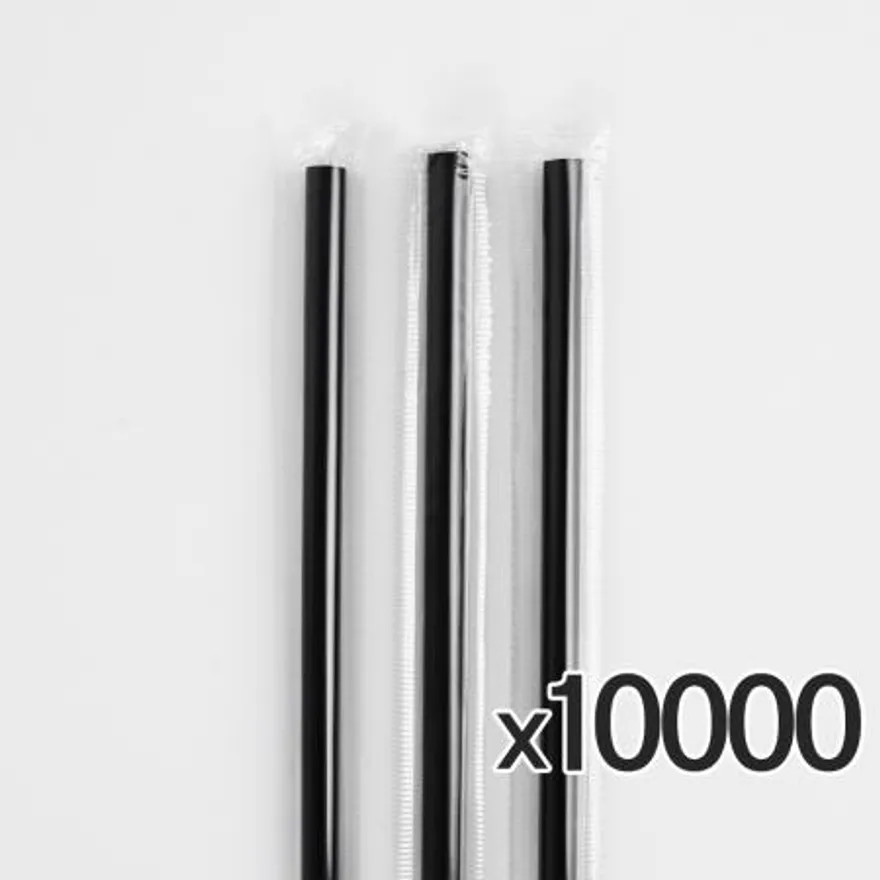 7mm x 25cm 블랙 일자 개별포장 빨대 10000개 이미지
