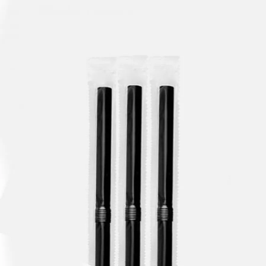 7mm x 21cm 블랙 자바라 개별포장 빨대 10000개 이미지