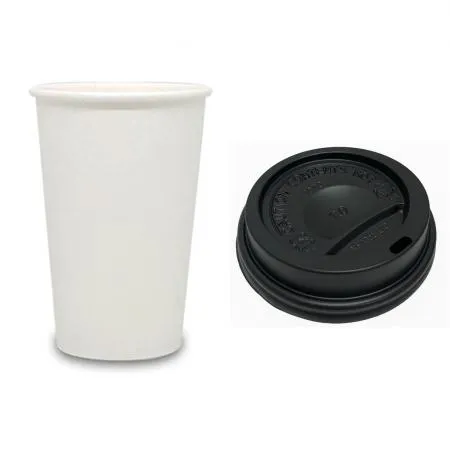 13온스 무지 종이컵+검정 타공 뚜껑 1000개 세트 (390ml)