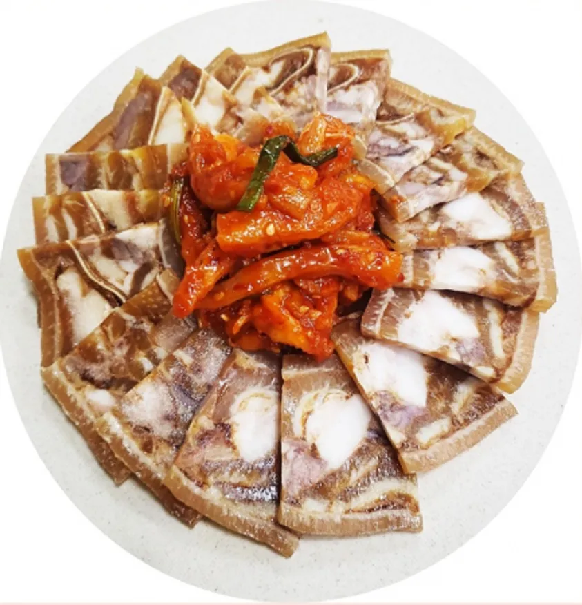 국산 한방 슬라이스 편육 500g_간식 술안주 개업식 경조사 돼지 돼지머리 머리고기 머릿고기 훈푸드 이미지