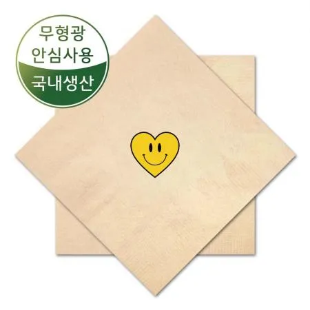 네모 3천매 갈색 하트스마일 무형광 친환경 칵테일냅킨