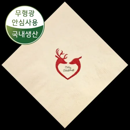 대나무 천연 항균 크리스마스냅킨 500매 - 하트사슴