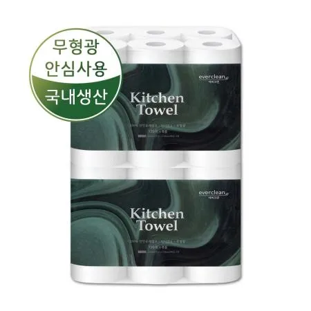 ★봄맞이 특가★ 에버크린 백색 키친타올 12롤 천연펄프 주방타월