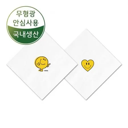네모 3천매 백색 윙크 하트 반반 무형광 친환경 칵테일냅킨