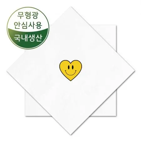 네모 3천매 백색 하트스마일 무형광 친환경 칵테일냅킨