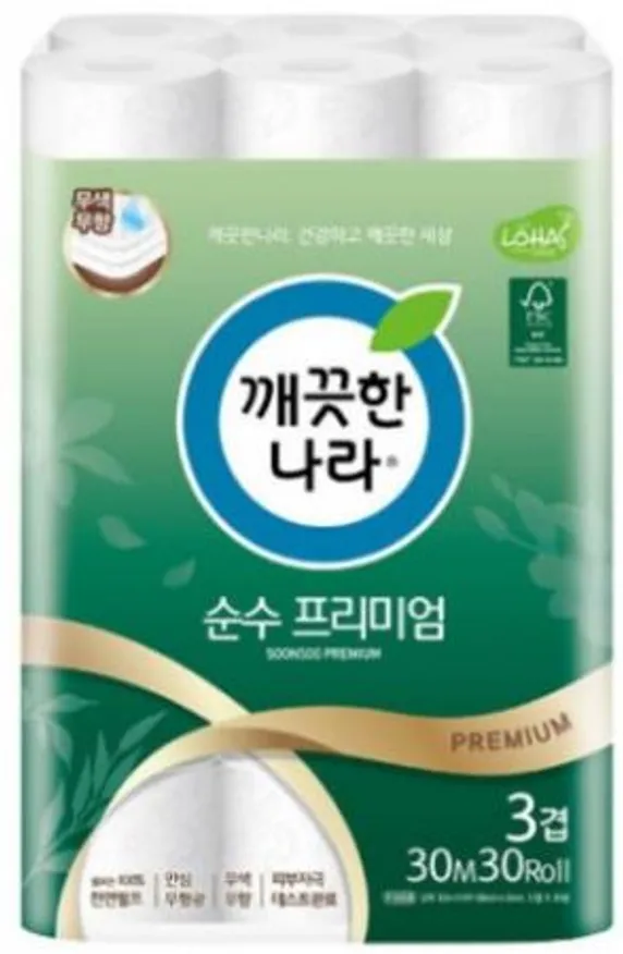 (대한펄프)깨끗한나라3겹순수프리미엄25m*30롤 이미지