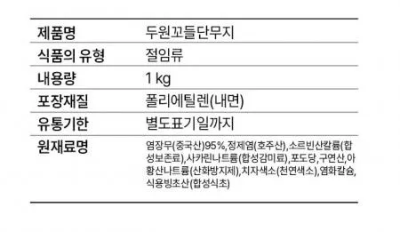 [두원] 꼬들 슬라이스단무지 꼬들단무지 1kg 이미지