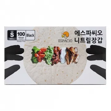 에스파씨오 니트릴장갑 4g 블랙 S 100매