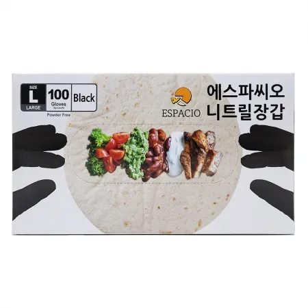 에스파씨오 니트릴장갑 4g 블랙 L 100매