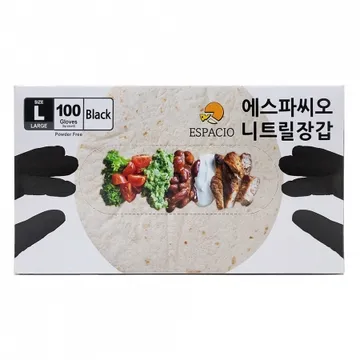 에스파씨오 니트릴장갑 4g 블랙 L 100매