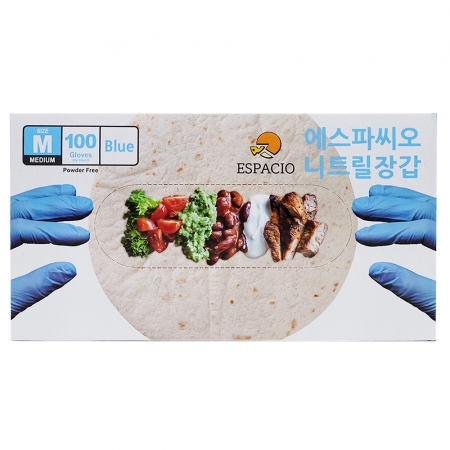 에스파씨오 니트릴장갑 4g 블루 M 100매