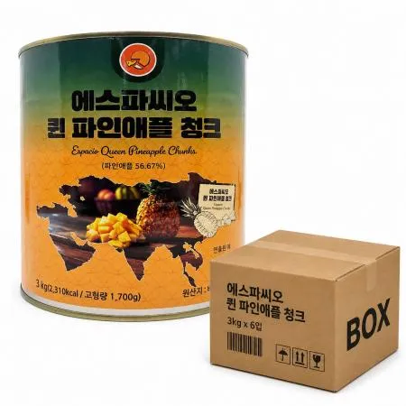 박스) 에스파씨오 퀸 파인애플 청크 3kg * 6개