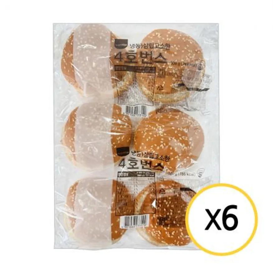 삼립 고소한 햄버거빵 4호번스 300g 냉동 x 6개 이미지