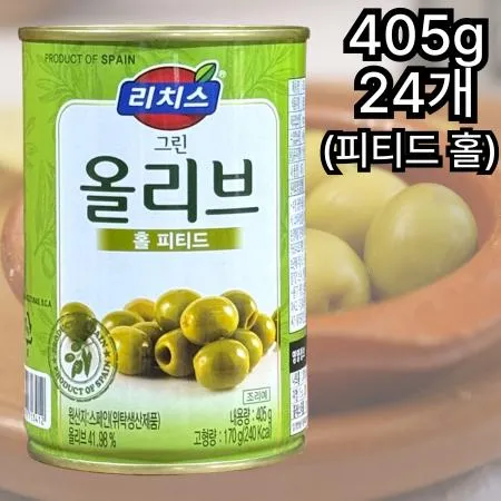 [24개] 리치스 그린올리브 홀피티드 405g 알맹이올리브 405g
