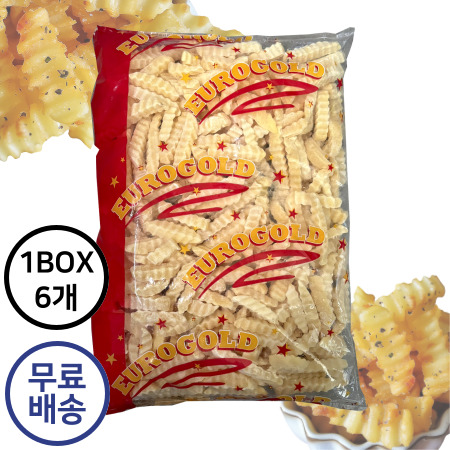 [6개구매 무료배송] 유로골드 크링클컷 클링클컷 줄무늬감자 2kg 주름감자 냉동 감자튀김
