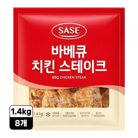 [8개/무료배송] 사세 바베큐치킨스테이크 1.4kg 냉동 뼈있는 닭다리살