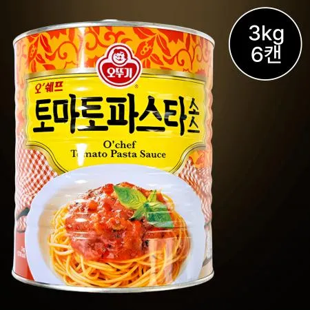 [6개/무료배송] 오쉐프 토마토파스타소스 3kg 캔 파스타 토마토스파게티용 소스