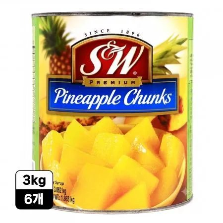 [6개/무료배송]  파인애플 청크 3kg 한입크기 필리핀