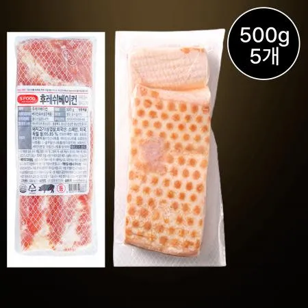 [5개/무료배송] 에쓰푸드 통베이컨 500g 냉동 요리용 베이컨