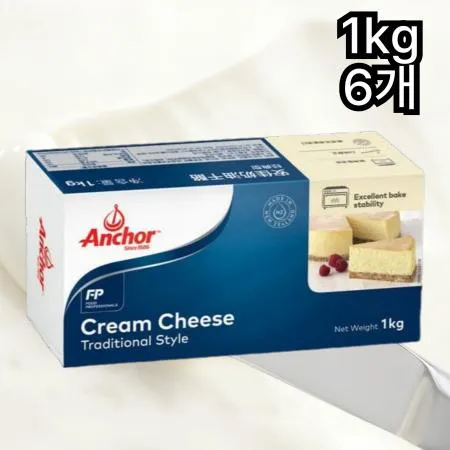 [6개] 앵커 크림치즈 1kg 제과제빵 베이글 냉장 크림치즈