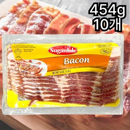 [10개] 슈가데일 베이컨 454g 냉동 미국산 저염베이컨 피자 햄버거 토핑