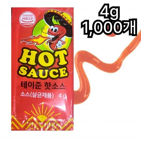 [박스판매] 태원 핫소스 일회용 4gx1000개 피자소스 핫소스 배달용