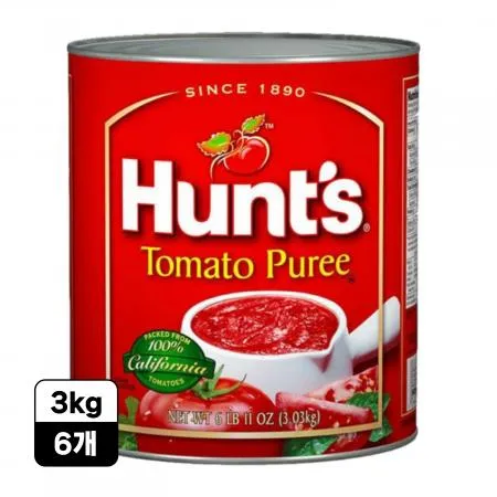 [6캔/무료배송] 헌트 토마토퓨레 3.03kg 파스타 스파게티 피자 스튜 활용