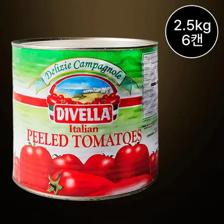 [6캔/무료배송] 디벨라 토마토홀 2.5kg 파스타 스파게티 소스용