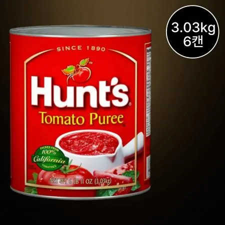 [6캔/무료배송] 헌트 토마토퓨레 3.03kg 파스타 스파게티 피자 스튜 활용
