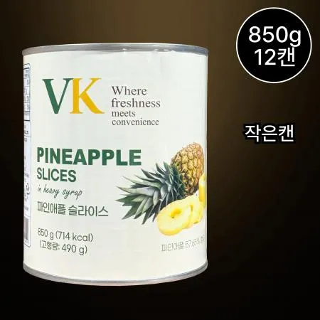 [12개/무료배송] VK 파인애플슬라이스 작은캔 850g 원형 디저트 샐러드용