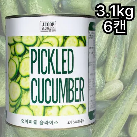 [6개] 제이쿱 오이피클 슬라이스 3.1kg 수제피클느낌 주름없는
