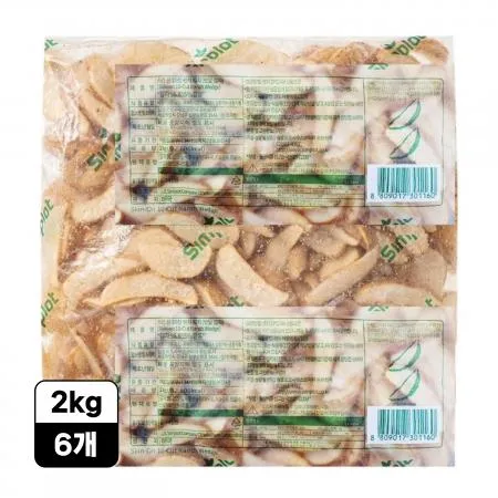 [6개/무료배송] 심플로트 스킨온10컷 웨지감자 2kg 반달컷 냉동 사이드용 반달감자