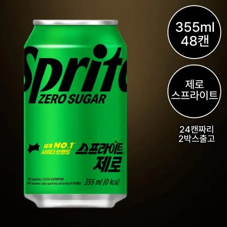 [48캔/무료배송] 제로 스프라이트 사이다 355ml 탄산 청량 음료 뚱캔
