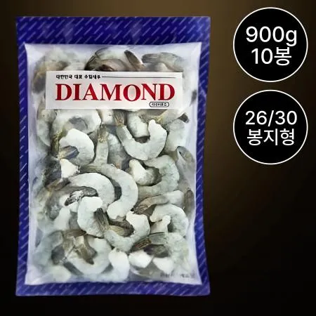 [10개/무료배송] 다이아몬드 IQF 개별냉동 26/30 두절탈각새우 900g