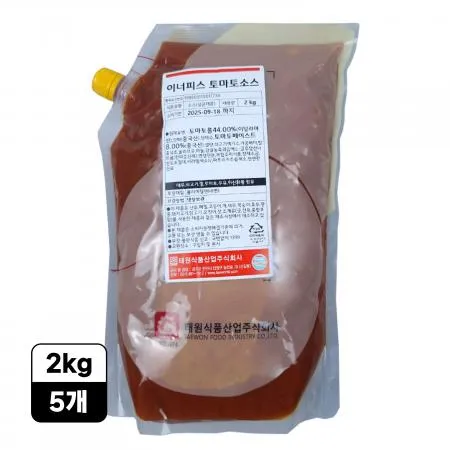 [5개/무료배송] 이너피스 태원 토마토소스 2kg 냉장 스파게티 피자용 소스