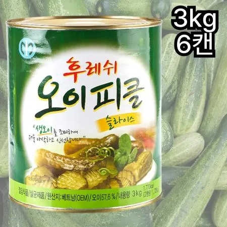 [6개] 일가 후레쉬 오이피클 슬라이스 3kg 주름있는