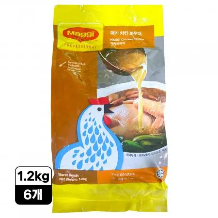 [6개/무료배송] 네슬레 매기 치킨 콘센트 분말 1.2kg 치킨스톡 육수용
