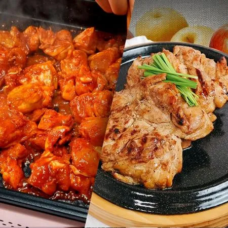 양념 닭갈비 1kg+ 간장닭갈비 1kg 닭다리 순살 100%