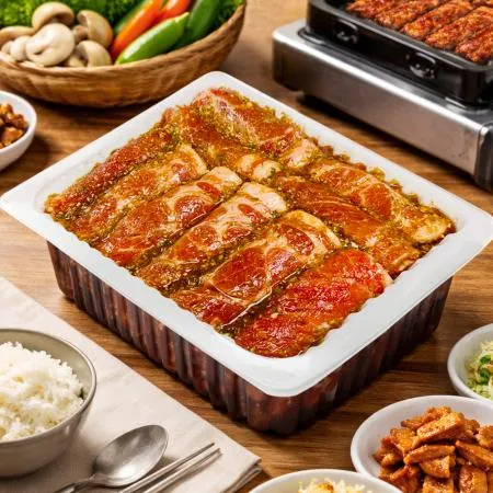 수원식 멍석말이 돼지갈비 맛 돼지왕구이 4kg 숯불 양념 돼지 갈비 구이
