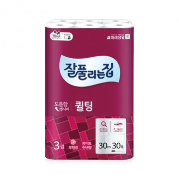 잘풀리는집 퀼팅 3겹 30m 30롤 화장지 휴지 두루마리휴지